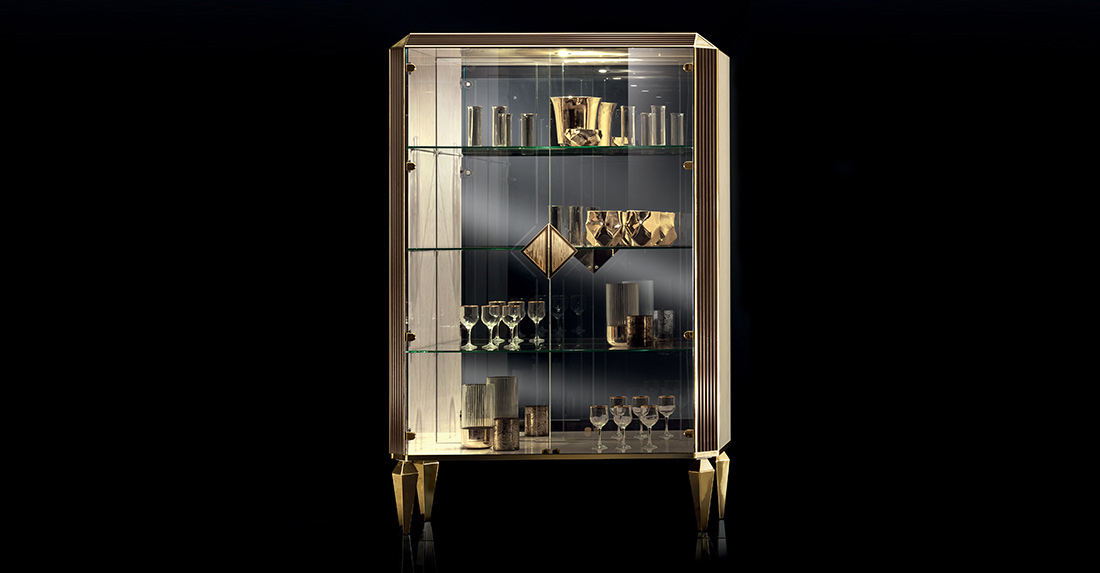 ESSENZA Wood and glass display cabinet By ADORA