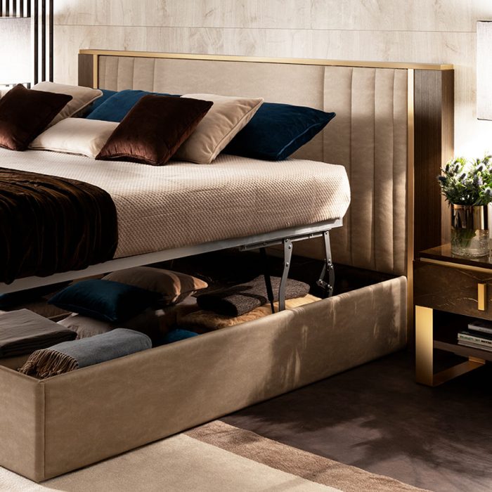 Adora Interiors Essenza bedroom open upholstered bed details