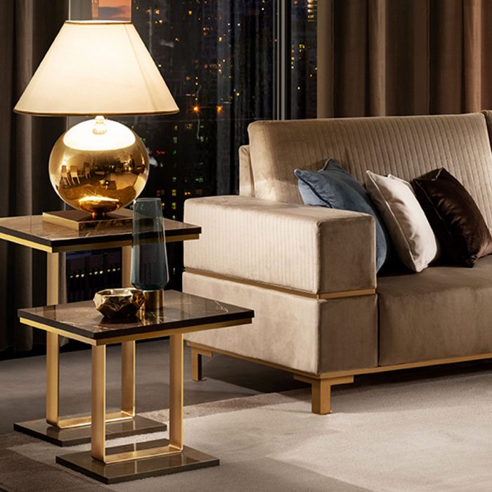 Adora interiors Essenza living room lamp table with lamp details