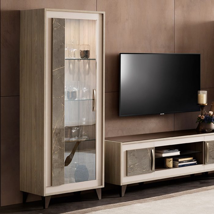 adora interiors ambra living room glass cabinet tv set 