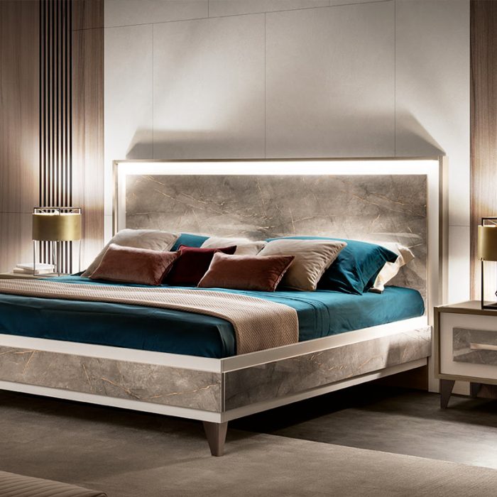 adora interiors ambra bedroom with wooden bed with bedside tables