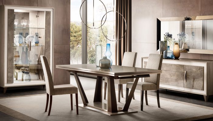 adora interiors ambra dining room composition with table, big buffet and 2 doors cabinet