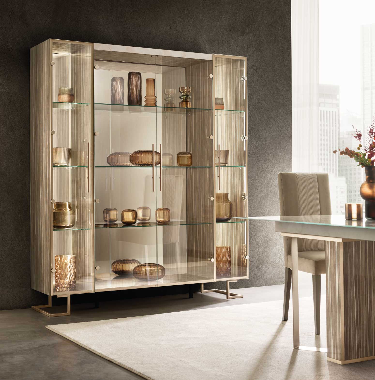 ESSENZA Wood and glass display cabinet By ADORA