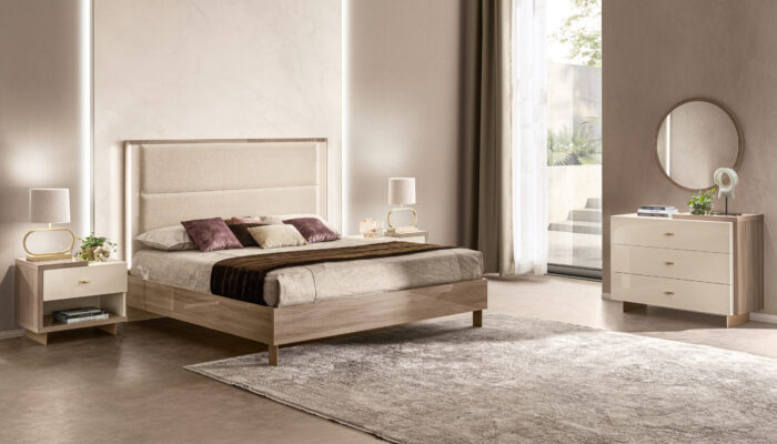 Futura bedroom set with bed, nightstands and 3 drawers dresser with mirror